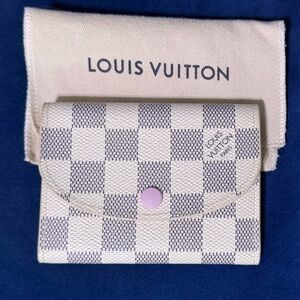 Louis Vuitton Rosalie Coin Purse Damier Azur in Rose Ballerine Pink